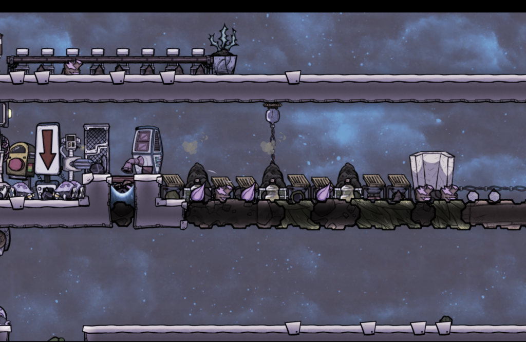 Oxygen Not Included テラリウムと脱臭機を隣接させた簡単な酸素生成のレイアウト