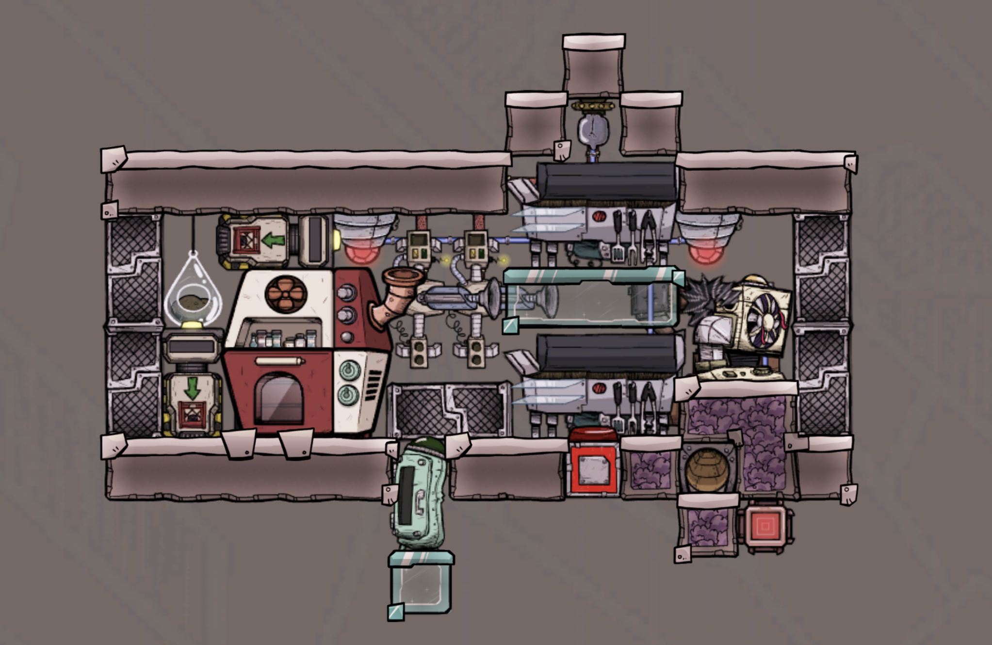 Oxygen Not Included 無限食品冷凍庫 大型モデルのレイアウト